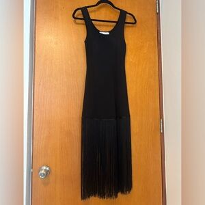 Zara Black Midi Fringe Dress. XS